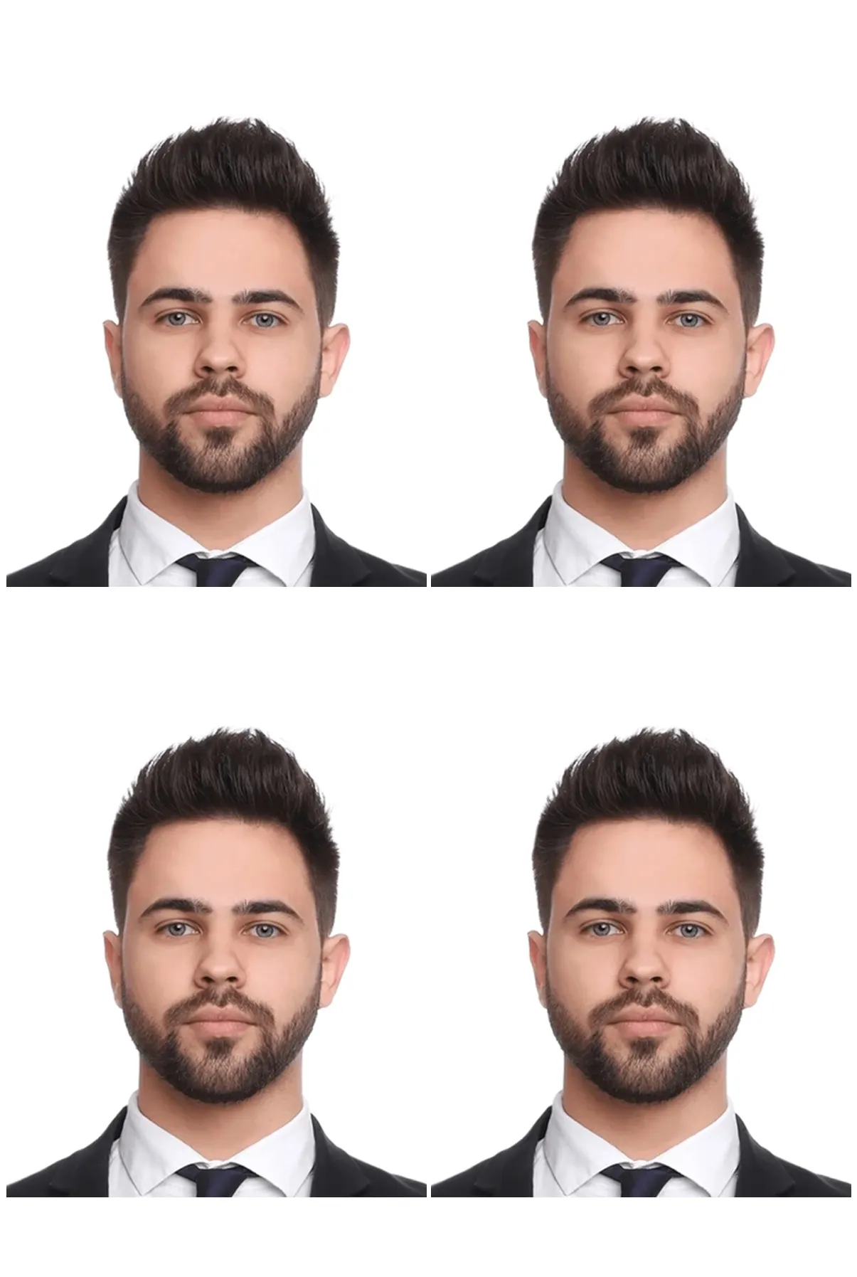Pasaport fotoğrafı örneği - 50x60 mm biyometrik uyumlu, beyaz arka plan